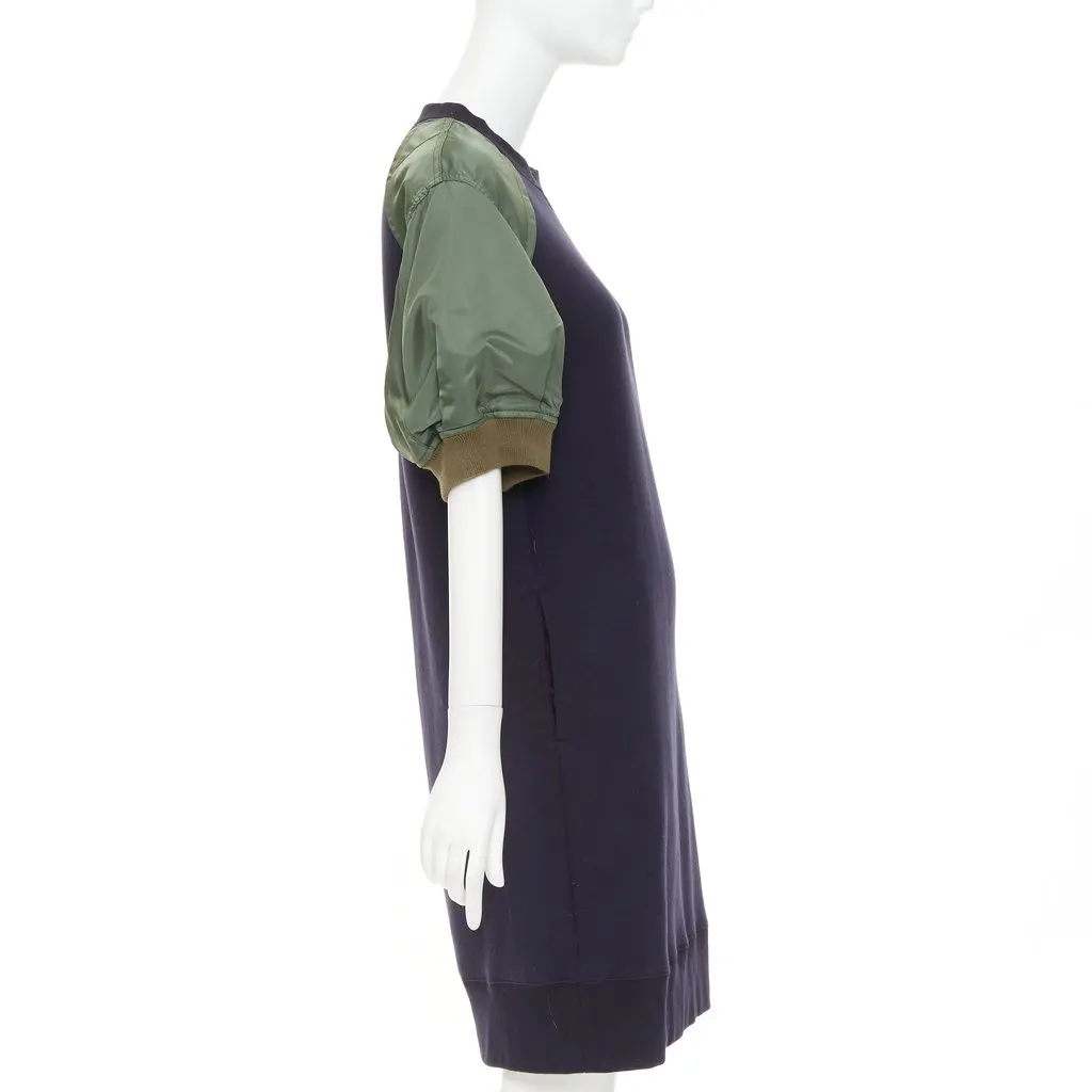 Sacai Sponge Sweat x MA-1 Dress Green Cotton Good - Model View