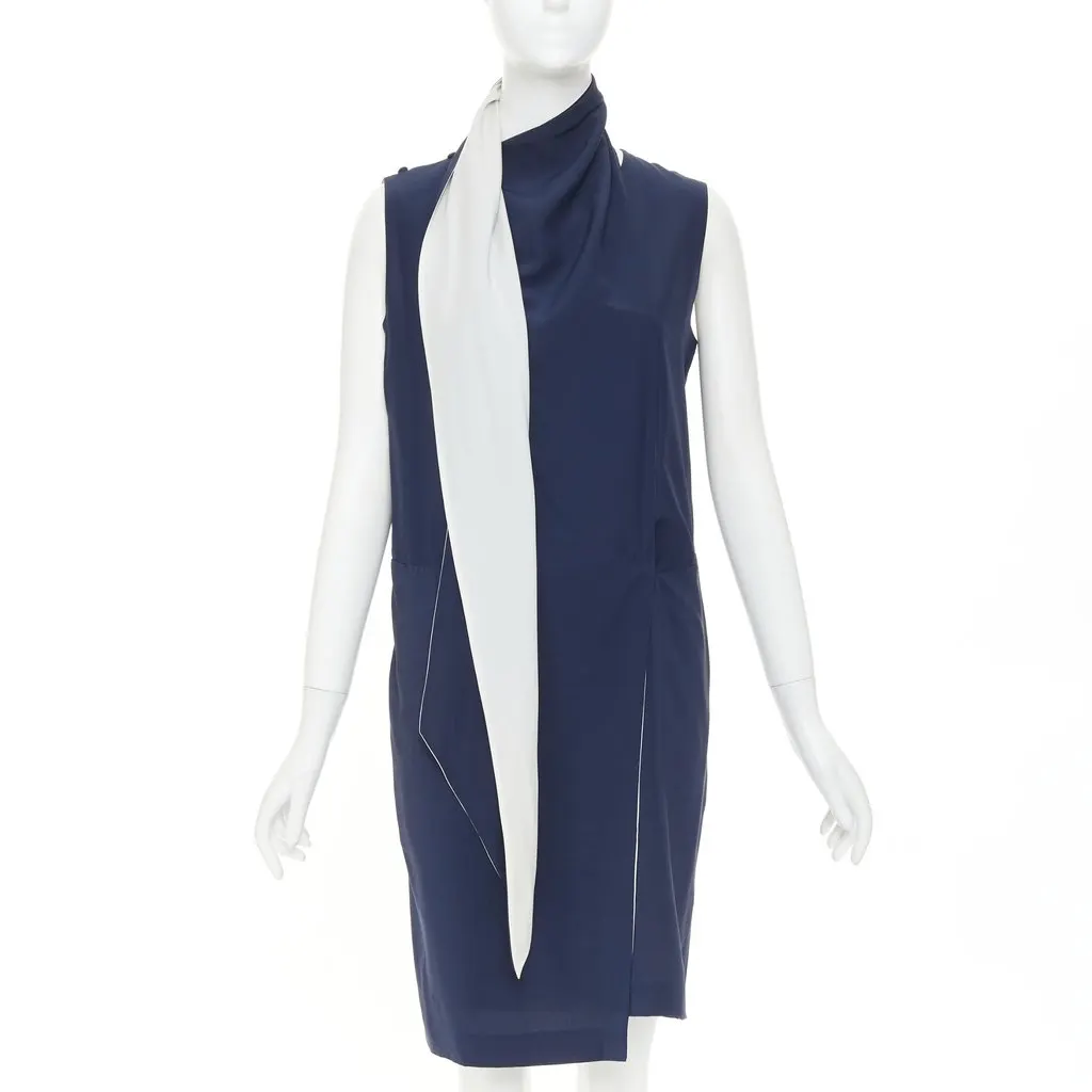 Celine Navy Silk Dress Navy Silk Very good - Front View
