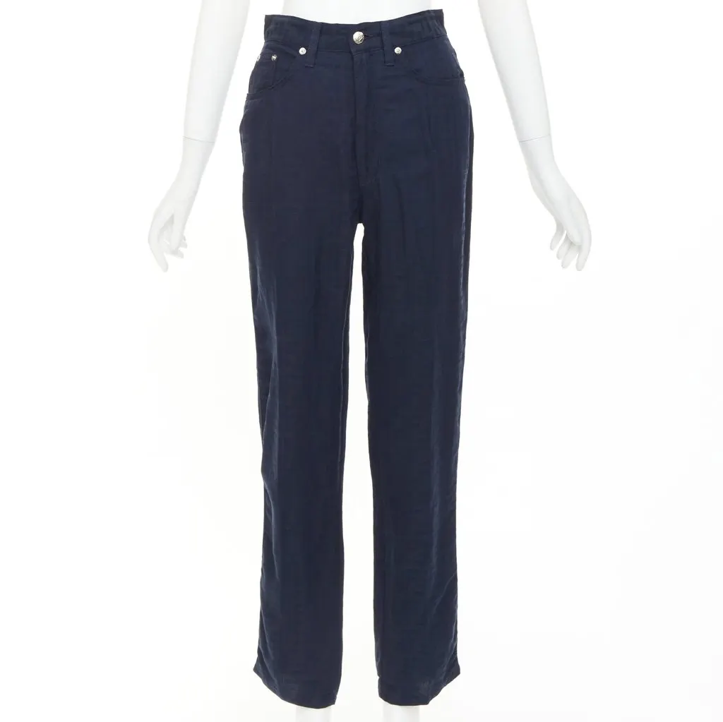 Fendi Navy Viscose Trouser Navy Viscose Very good - Front View