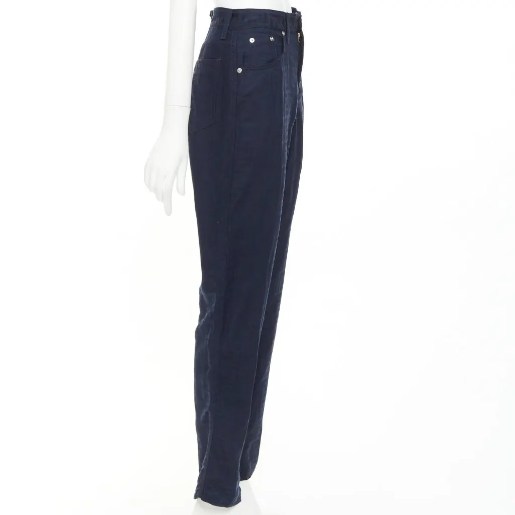 Fendi Navy Viscose Trouser Navy Viscose Very good - Model View
