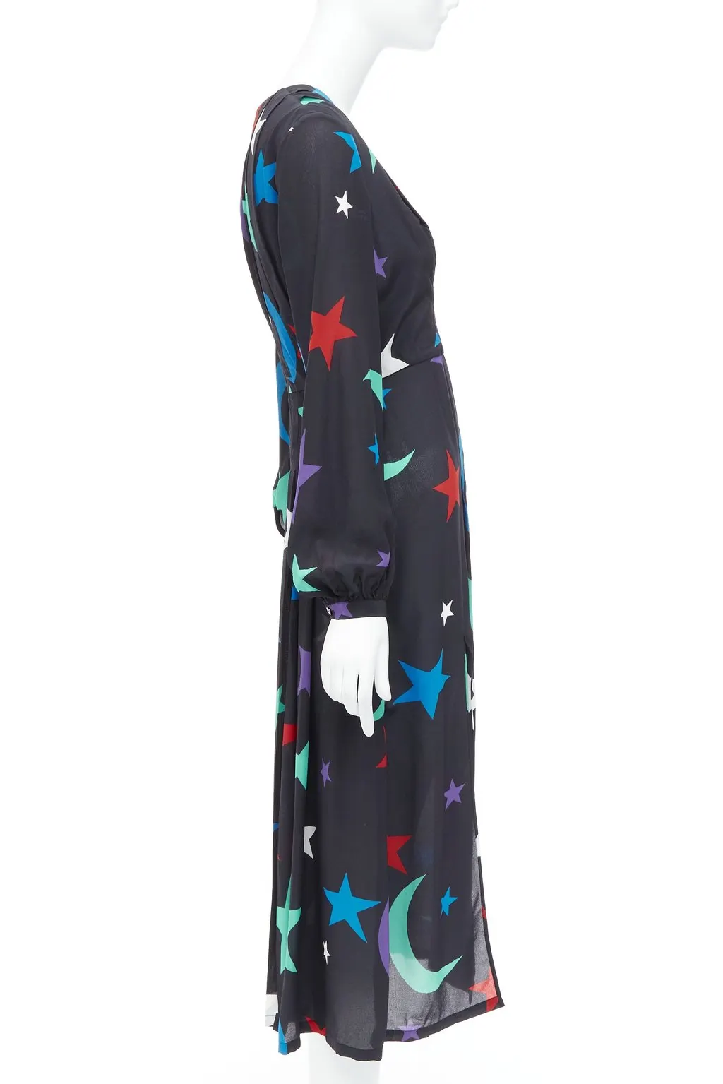 Rixo Star Print Dress Black Silk Good - Inside View