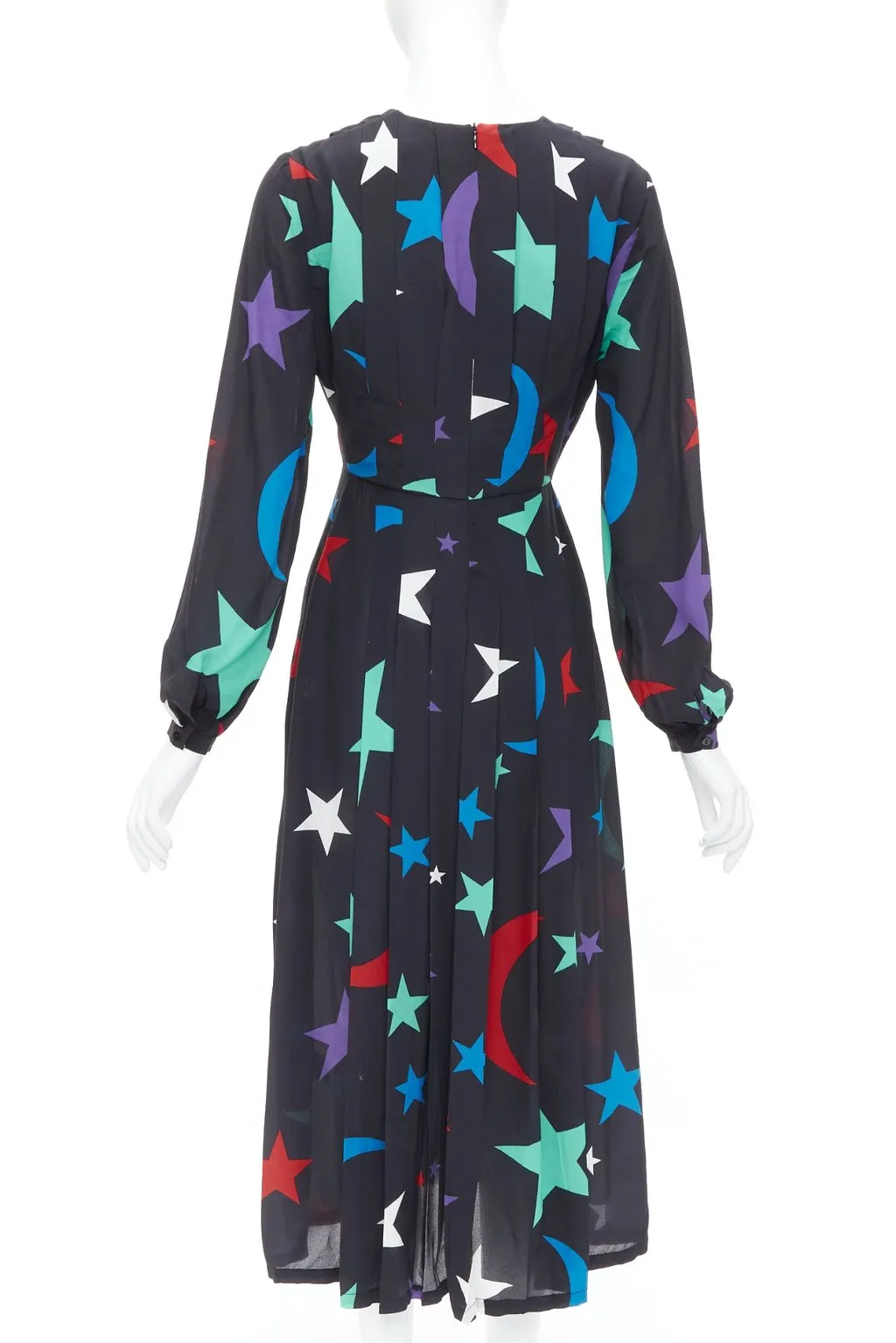 Rixo Star Print Dress Black Silk Good - Model View