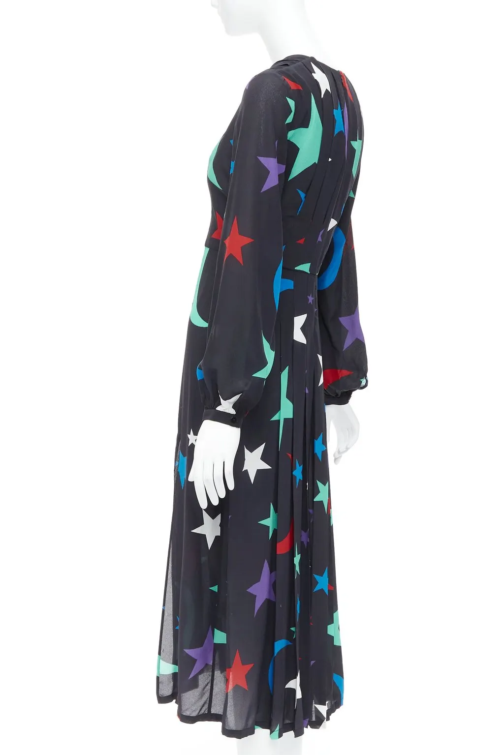 Rixo Star Print Dress Black Silk Good - Box View