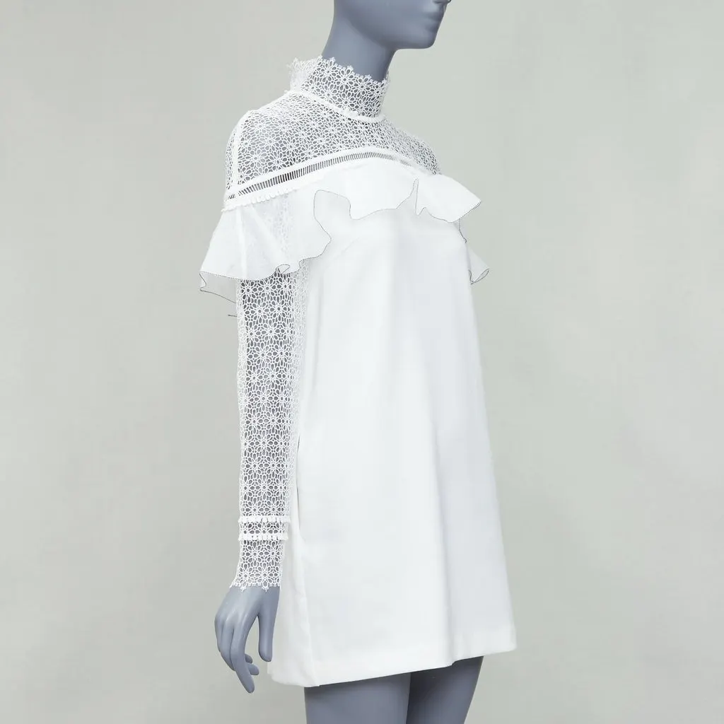 SELF-PORTRAIT Military cape shoulder White Polyester Never worn, with tag - Inside View