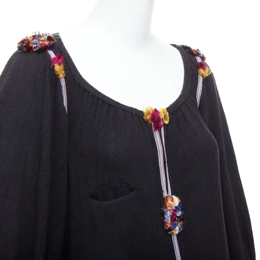 Isabel Marant Boho Pompom Dress Black Polyester Very good - Back View