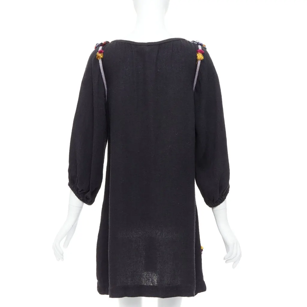 Isabel Marant Boho Pompom Dress Black Polyester Very good - Box View