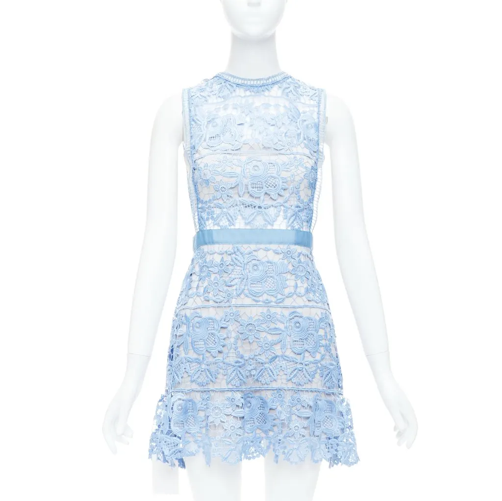 SELF-PORTRAIT Lace Peplum Blue Polyester Very good - Front View