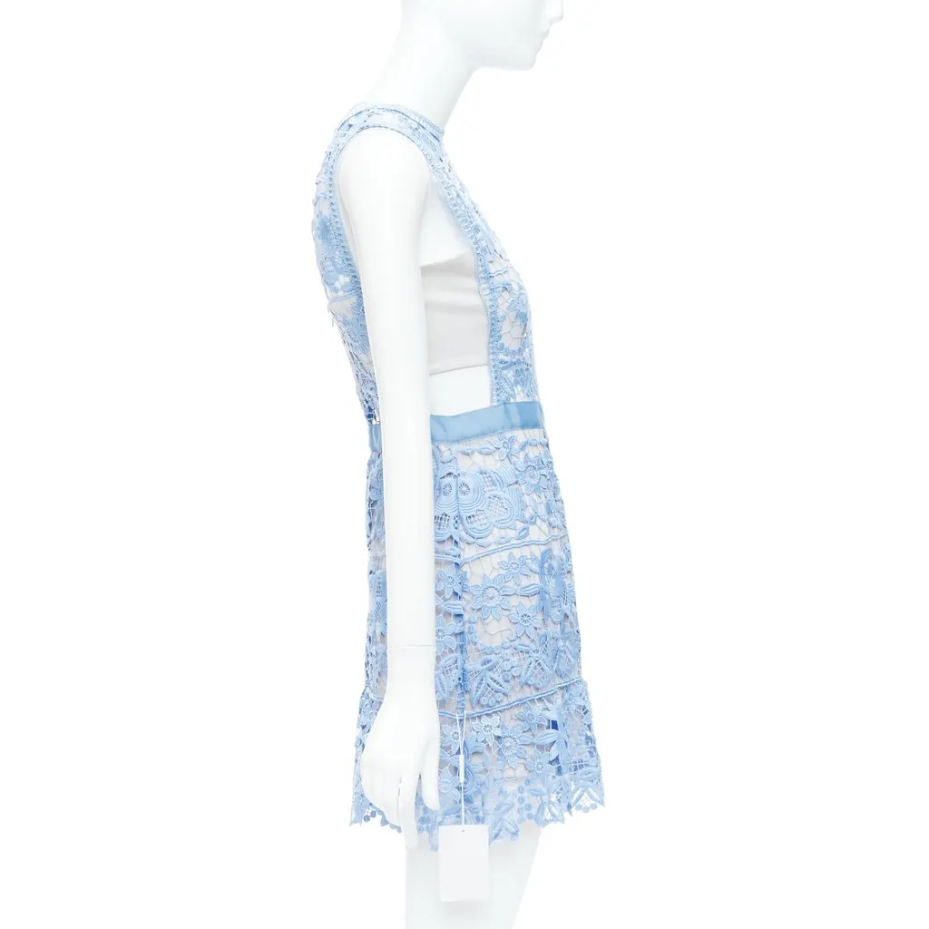 SELF-PORTRAIT Lace Peplum Blue Polyester Very good - Model View