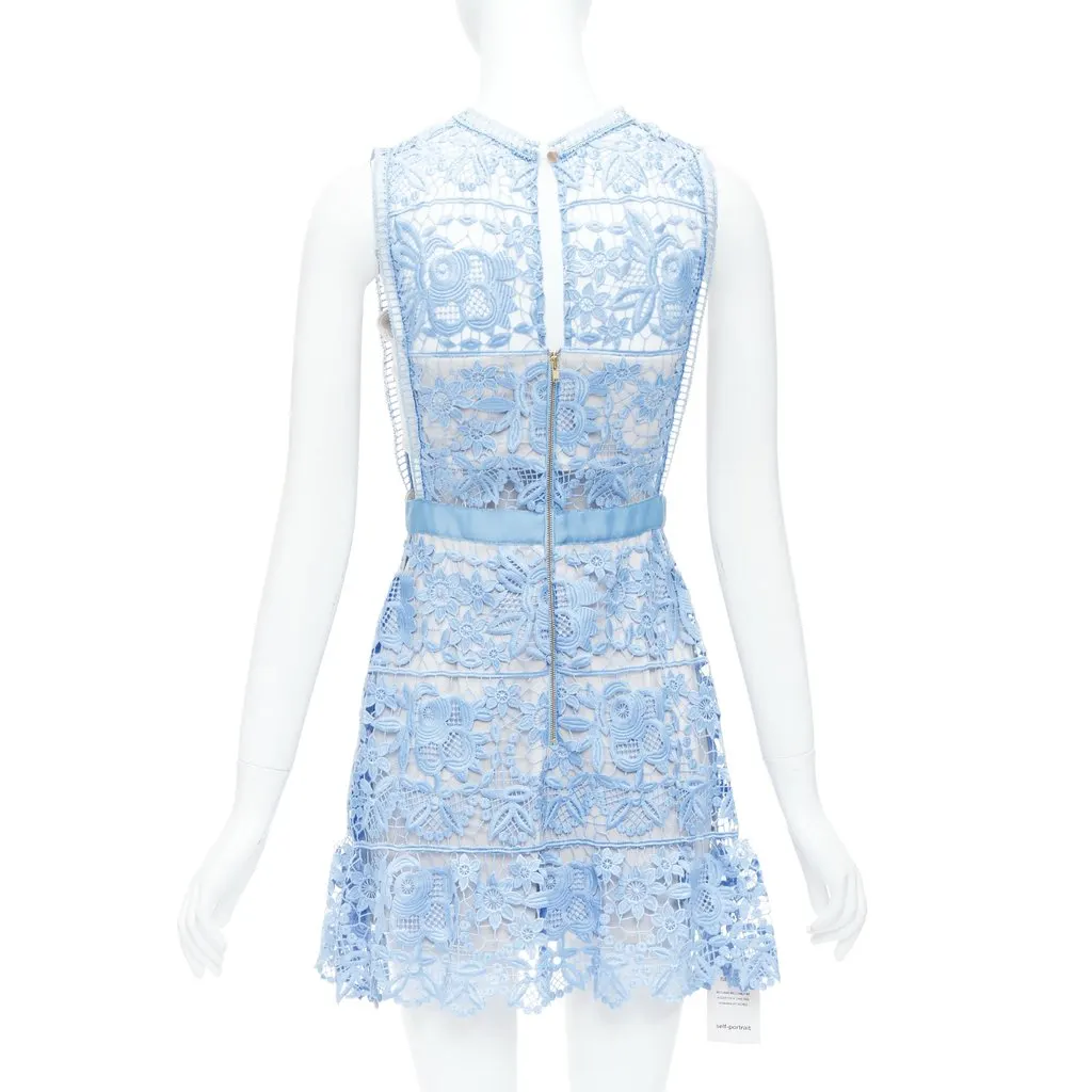 SELF-PORTRAIT Lace Peplum Blue Polyester Very good - Box View