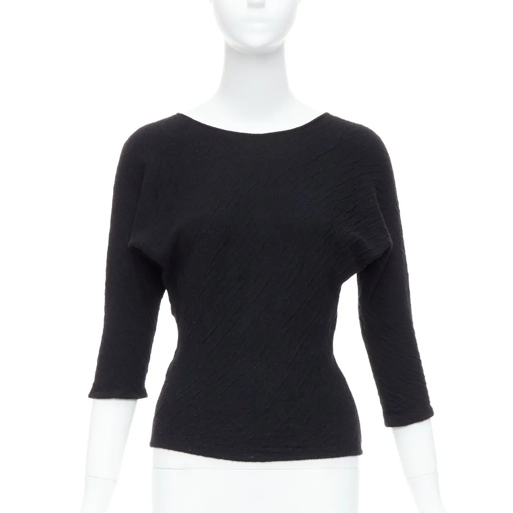 The Row Textured Pullover Top Black Polyester Fair - Front View