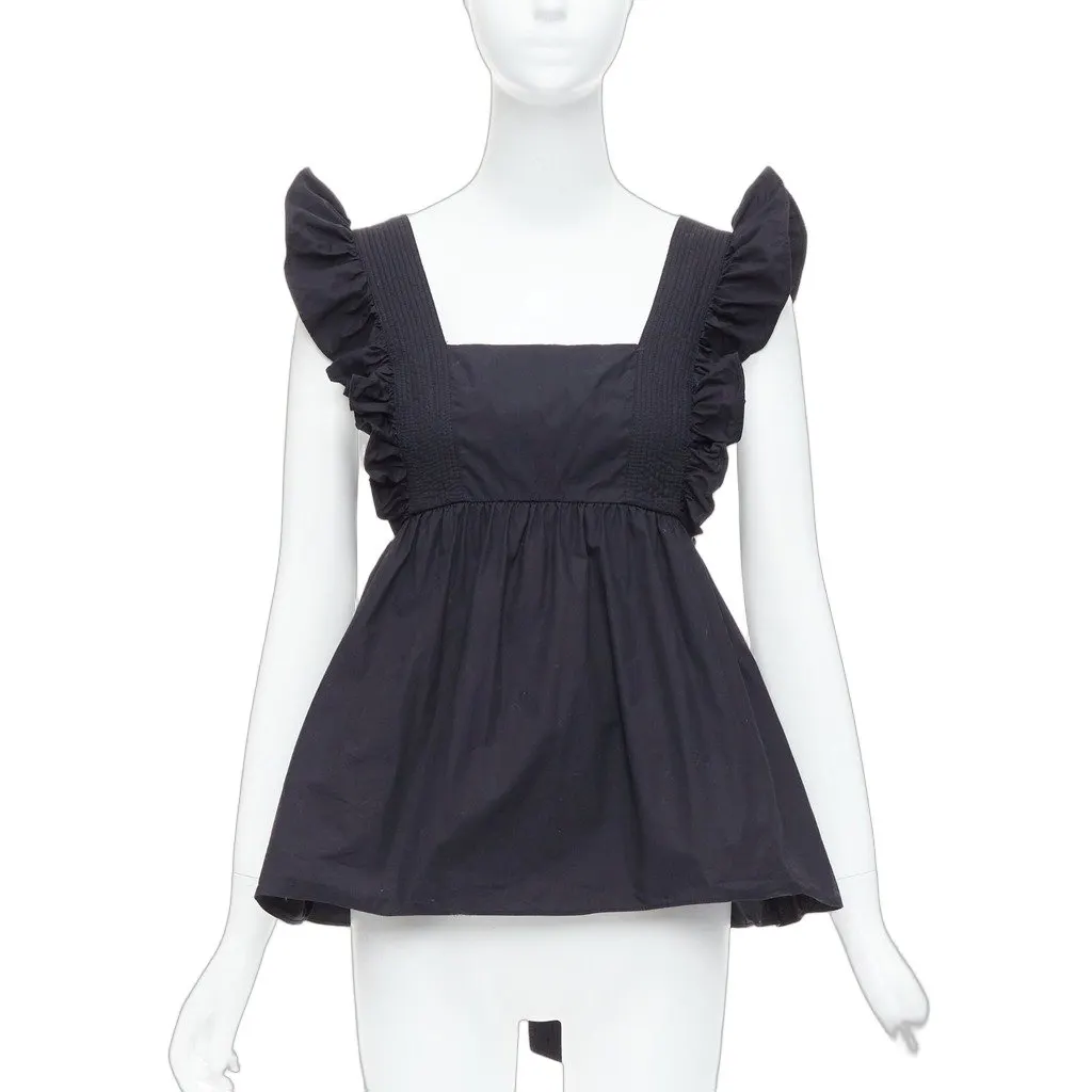 Self-Portrait Black Cotton Poplin Black Cotton Very good - Front View