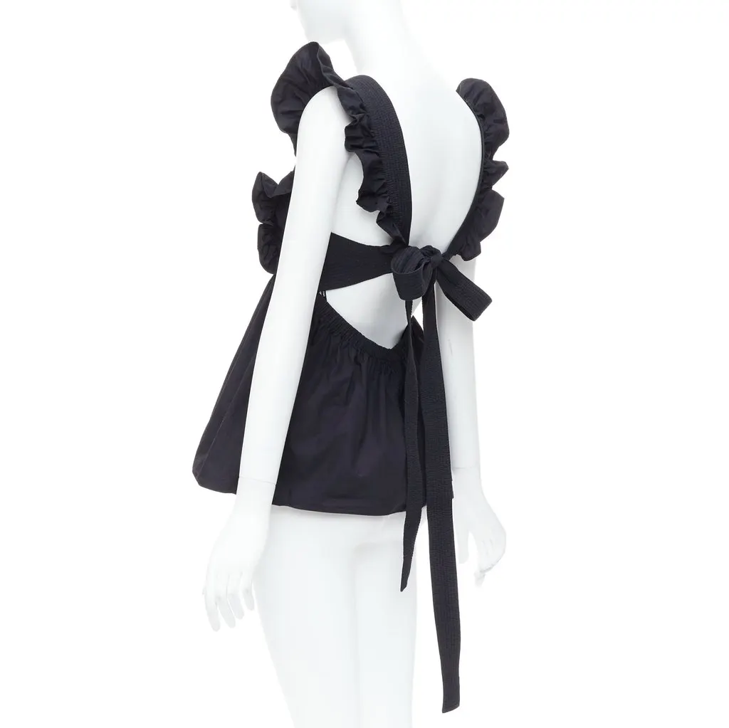 Self-Portrait Black Cotton Poplin Black Cotton Very good - Back View