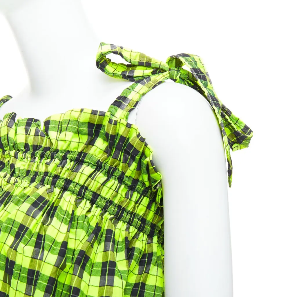 Ganni Checked Seersucker Green Cotton Never worn, with tag - Back View