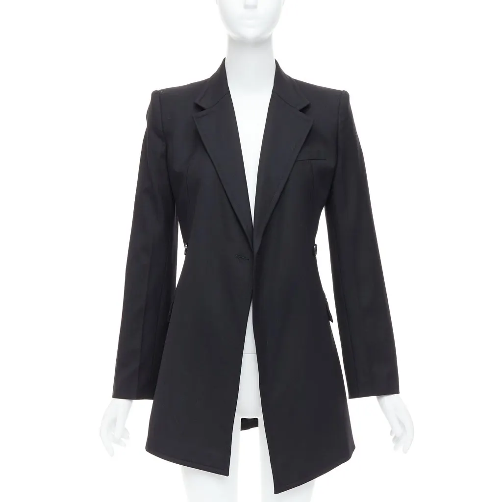Helmut Lang Flare Long Blazer Black Wool Never worn - Inside View
