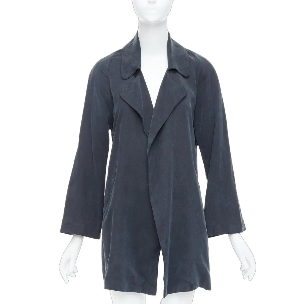 Reformation Grey Draped Tencel Coat Grey Fair - Front View