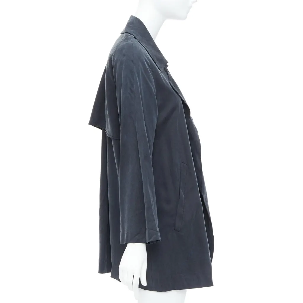Reformation Grey Draped Tencel Coat Grey Fair - Model View