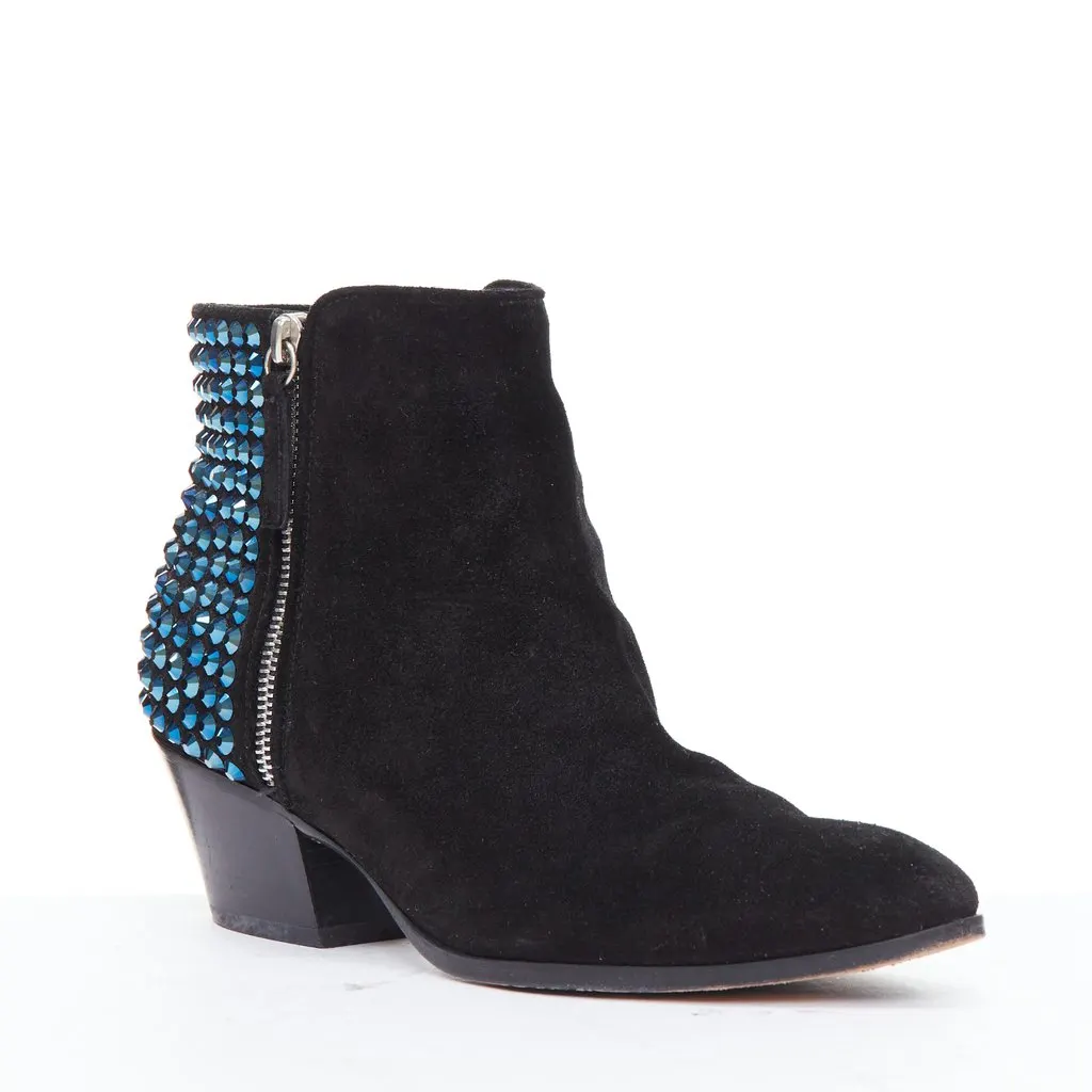 Giuseppe Zanotti Patent Sock Ankle Boots Black Leather Good - Back View