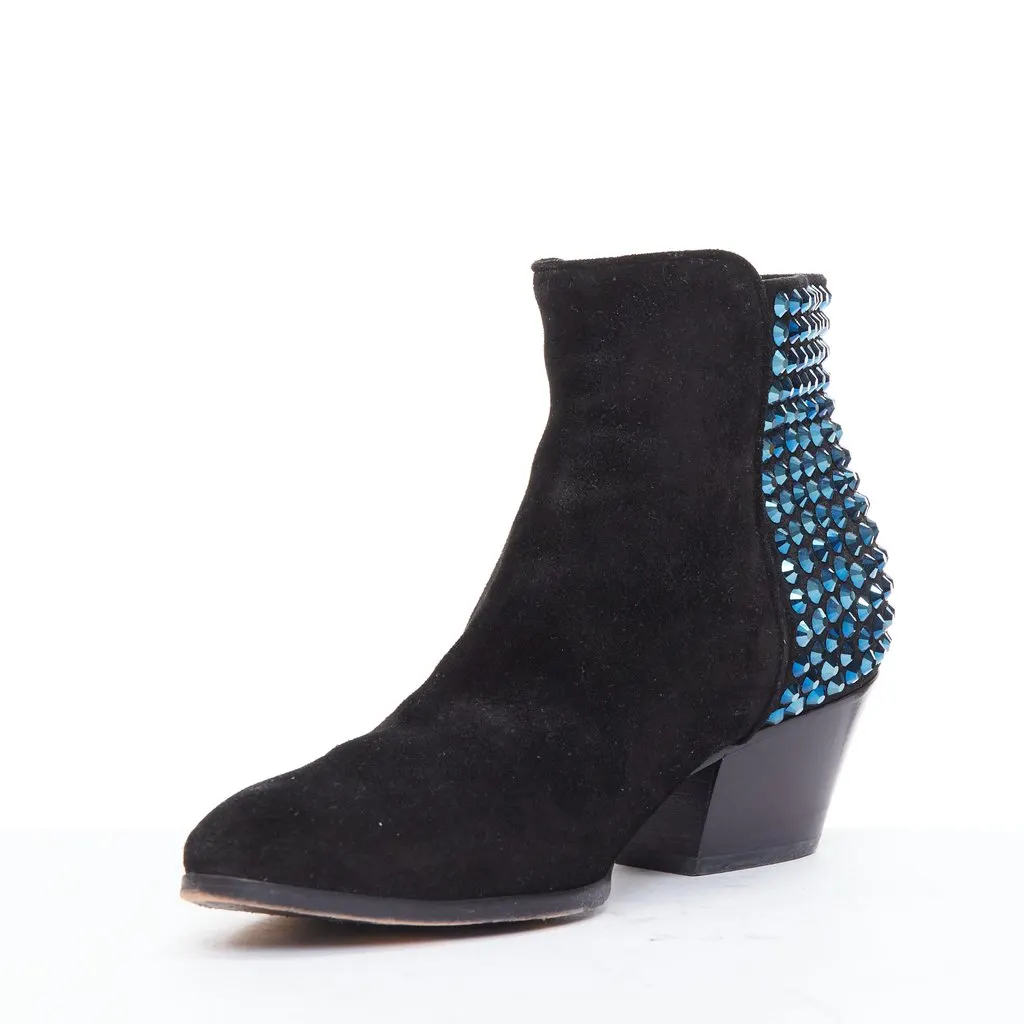 Giuseppe Zanotti Patent Sock Ankle Boots Black Leather Good - Model View