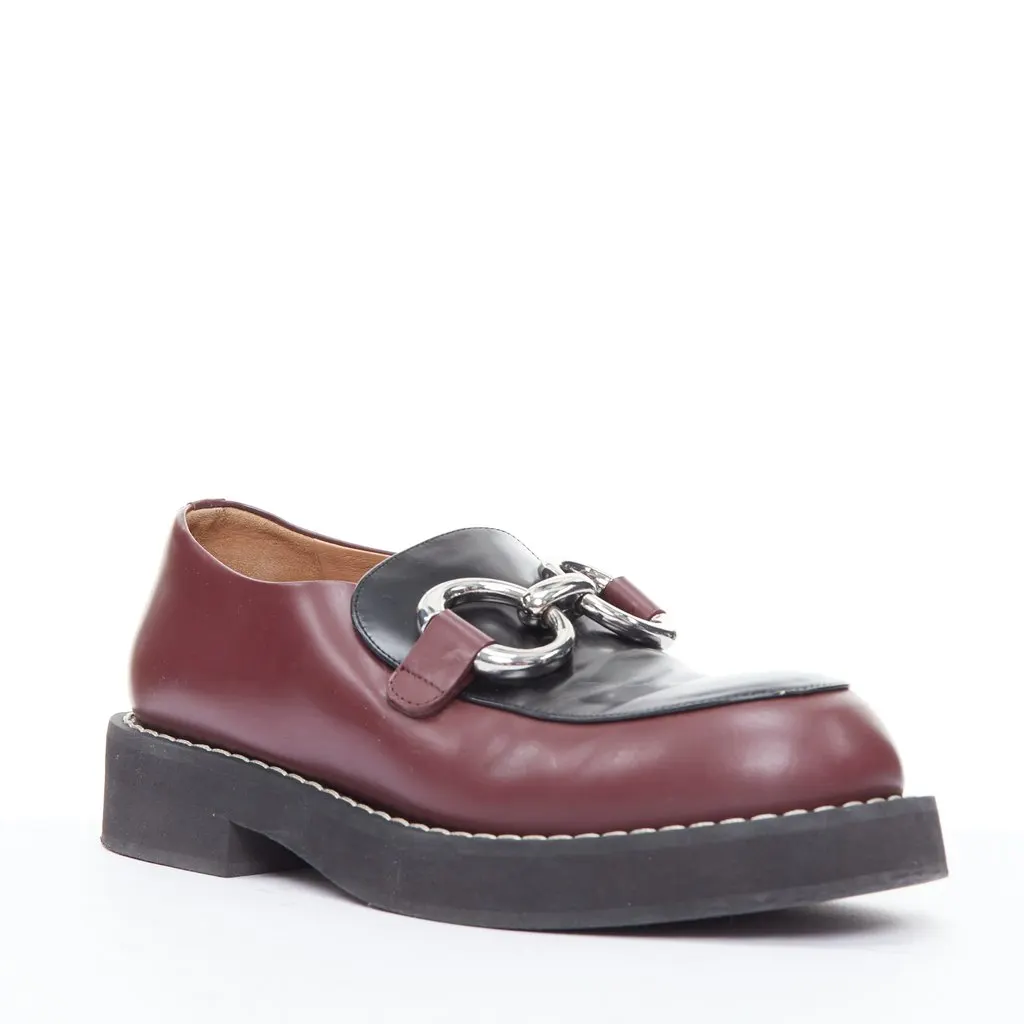Marni Chunky Buckle Loafers Black Leather Fair - Front View