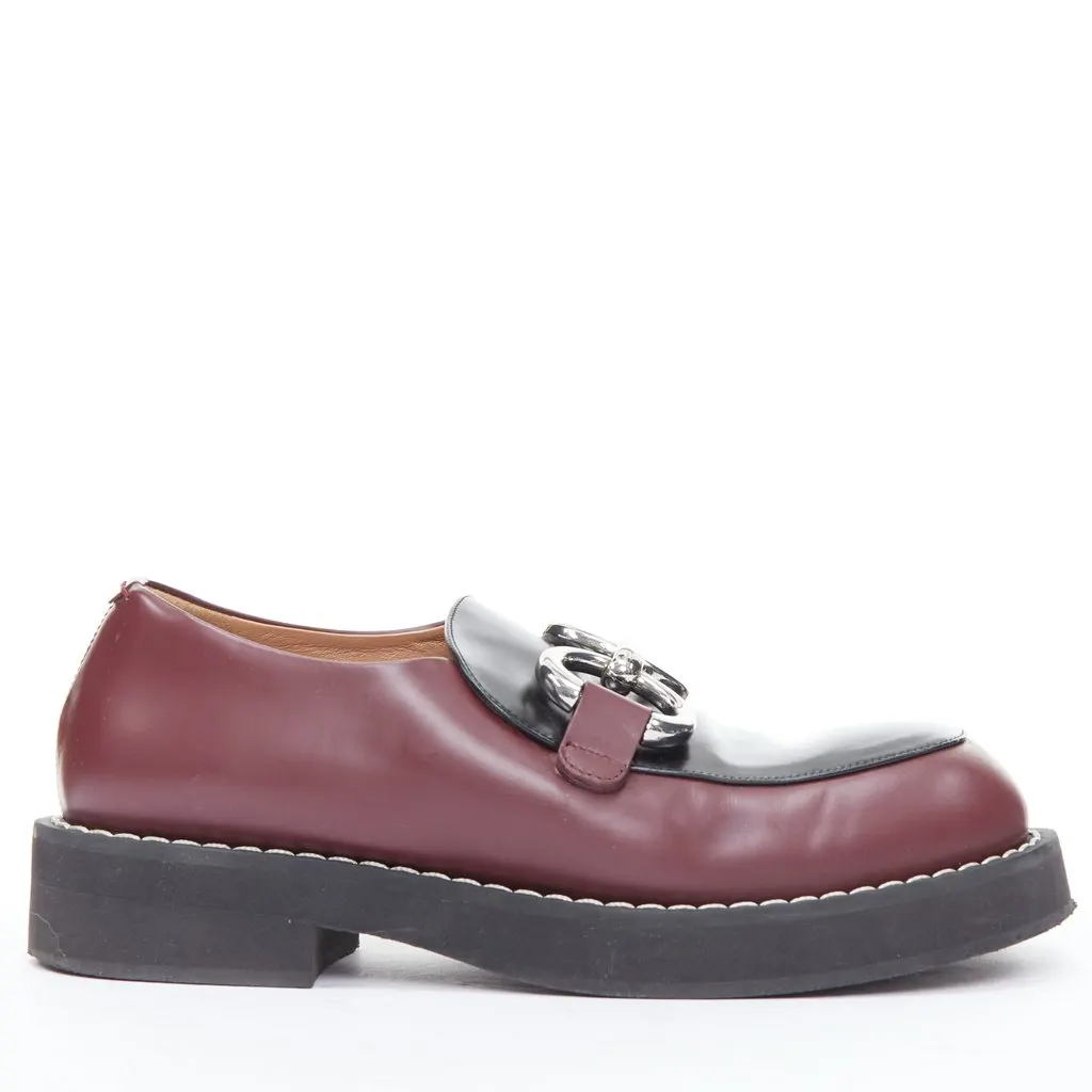 Marni Chunky Buckle Loafers Black Leather Fair - Back View