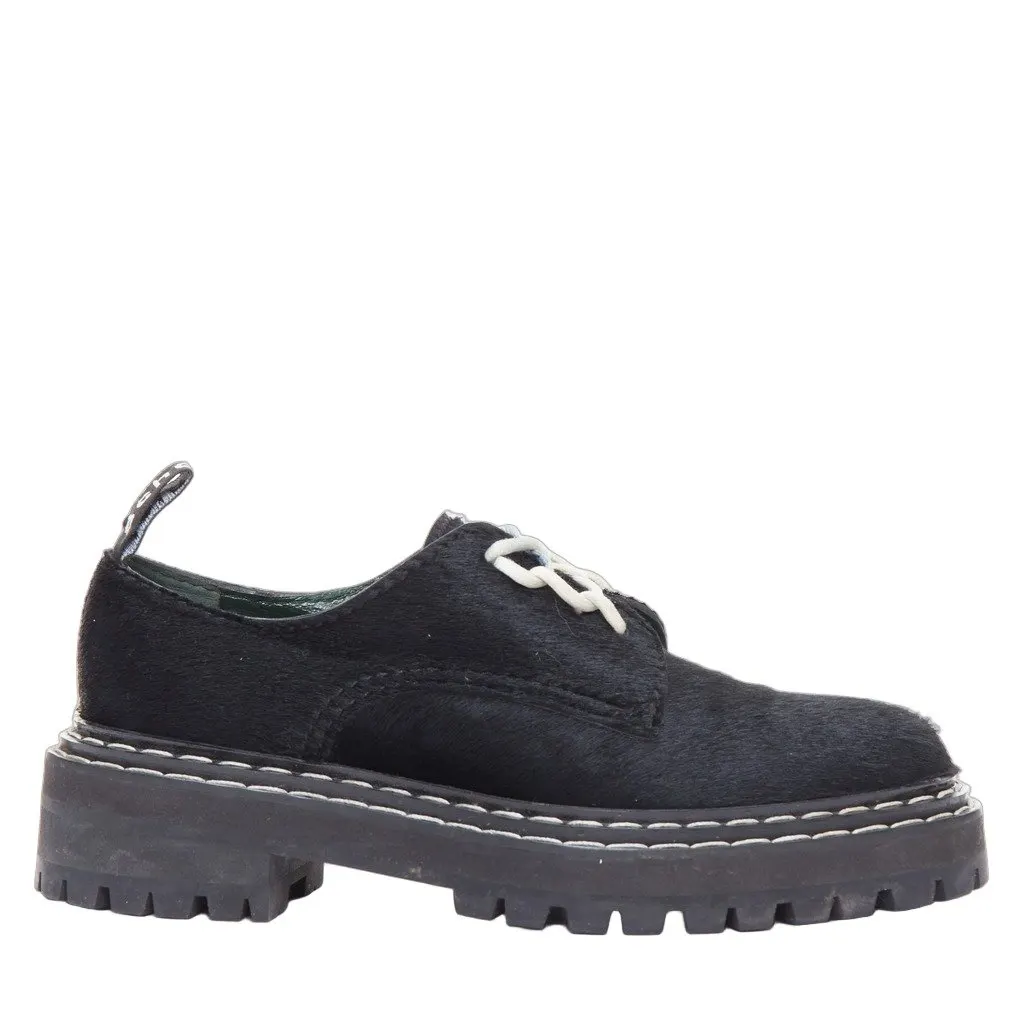 Proenza Schouler Topstitch Creeper Shoes Black Leather Fair - Front View