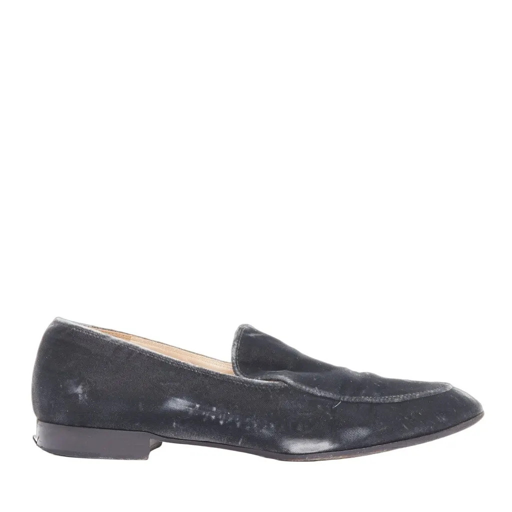 Gianvito Rossi Velvet Slip Loafers Grey Velvet Fair - Front View