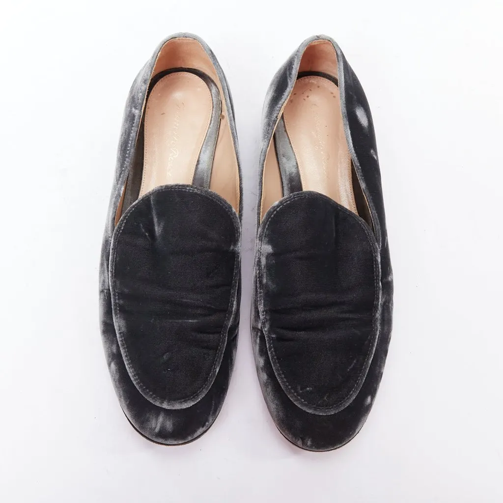 Gianvito Rossi Velvet Slip Loafers Grey Velvet Fair - Back View