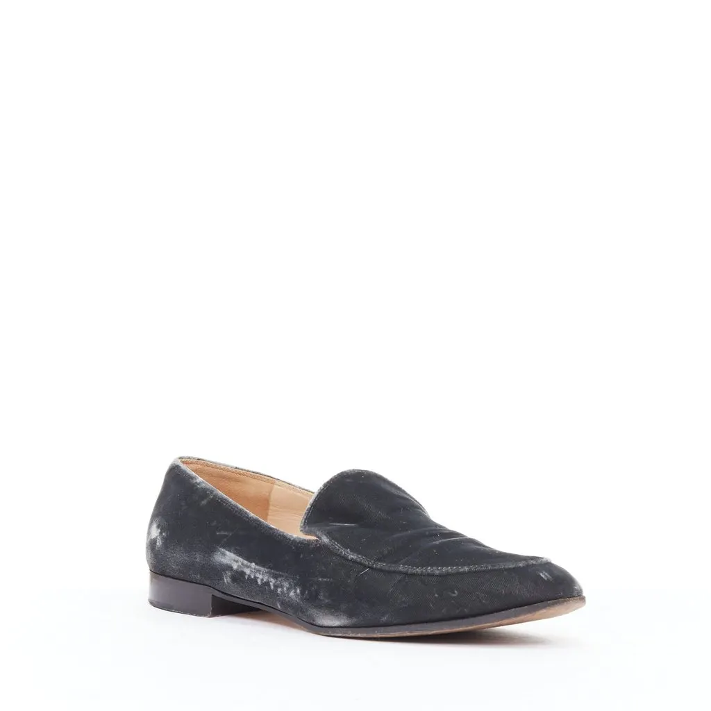 Gianvito Rossi Velvet Slip Loafers Grey Velvet Fair - Inside View