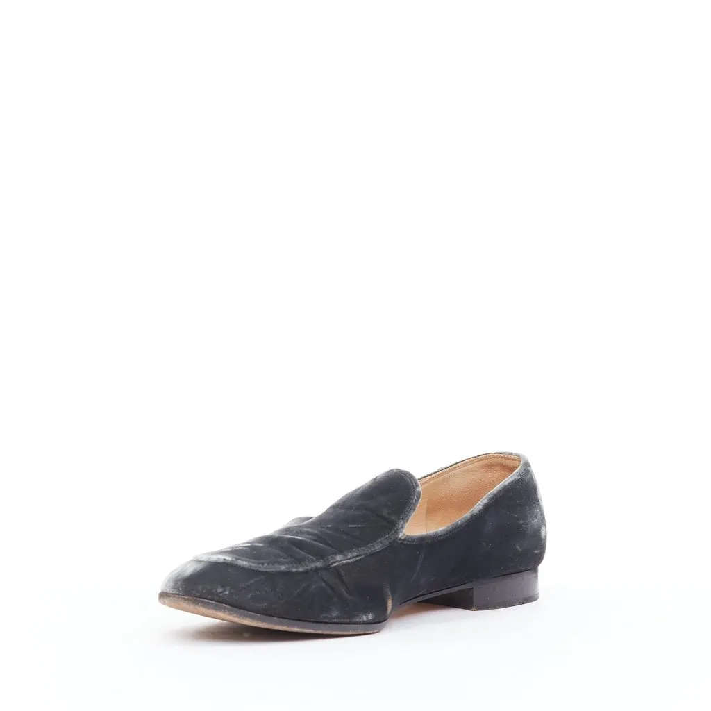 Gianvito Rossi Velvet Slip Loafers Grey Velvet Fair - Model View