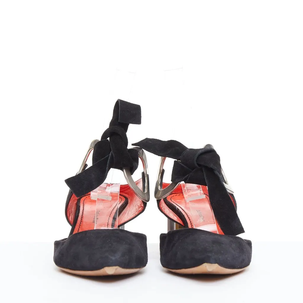 Proenza Schouler Silver Block Pumps Black Leather Fair - Inside View