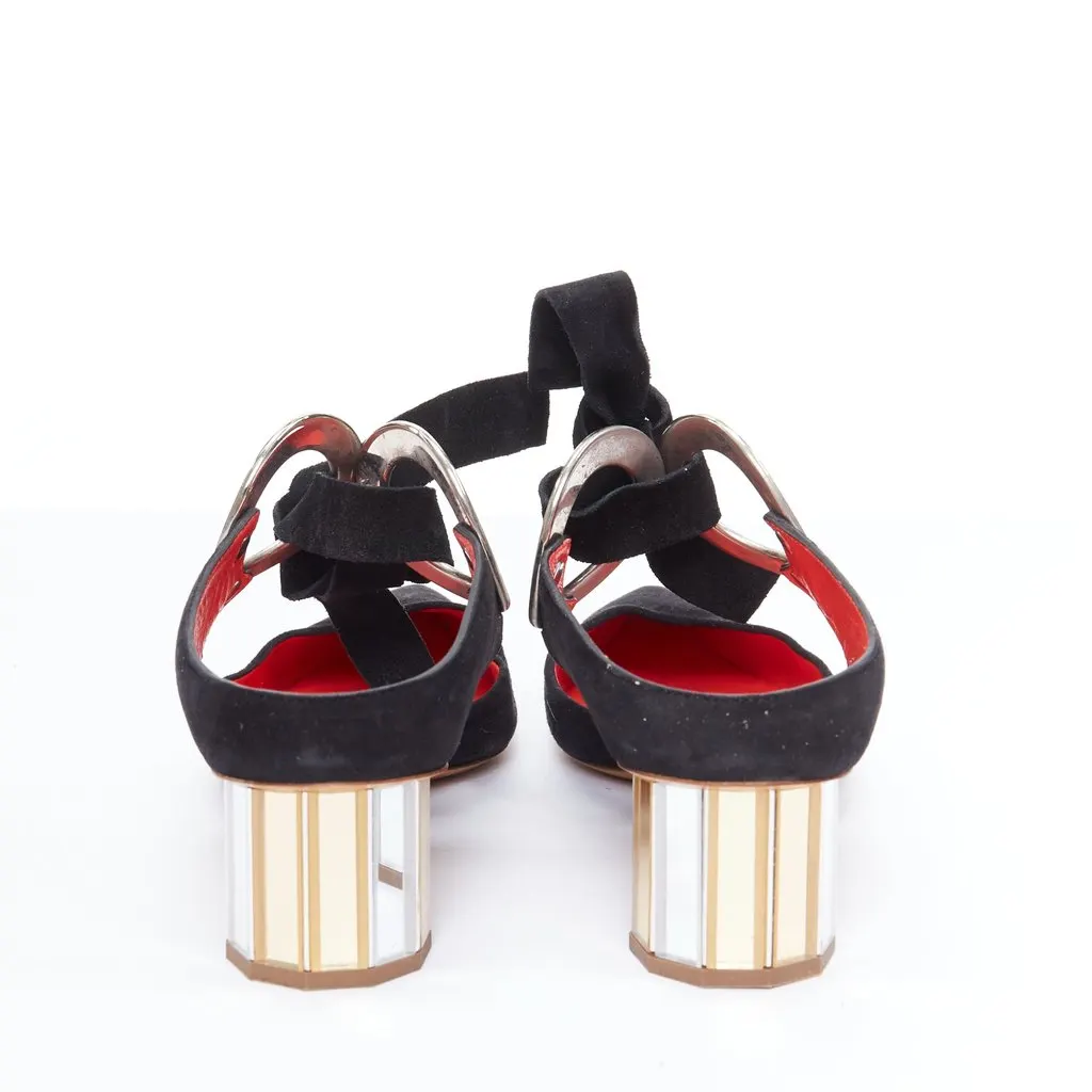 Proenza Schouler Silver Block Pumps Black Leather Fair - Box View