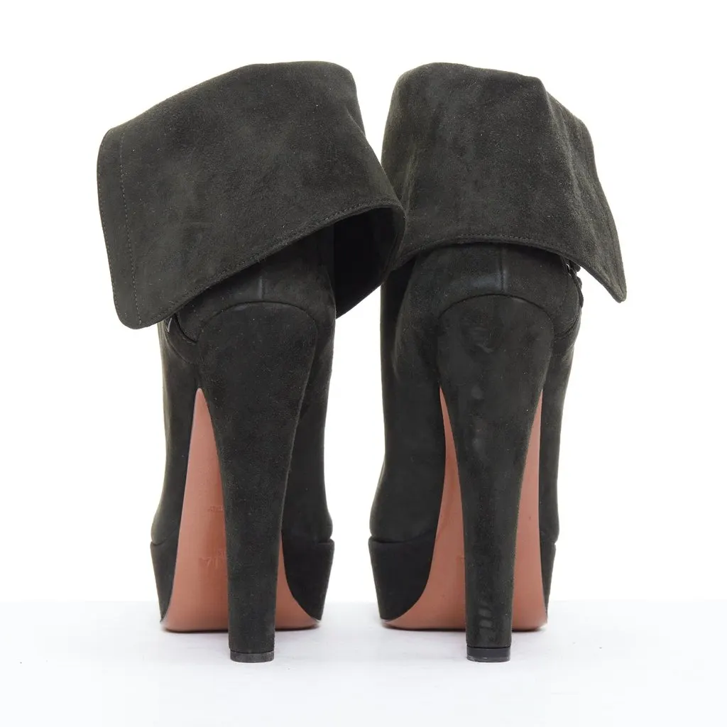 Alaïa Button Panel Combat Boots Green Suede Fair - Box View
