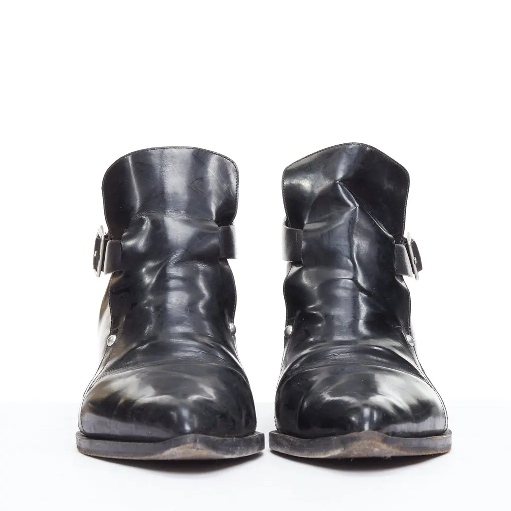 Jil Sander Cutout Wedge Heel Boots Black Leather Fair - Inside View