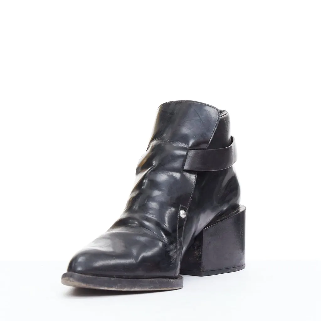 Jil Sander Cutout Wedge Heel Boots Black Leather Fair - Model View