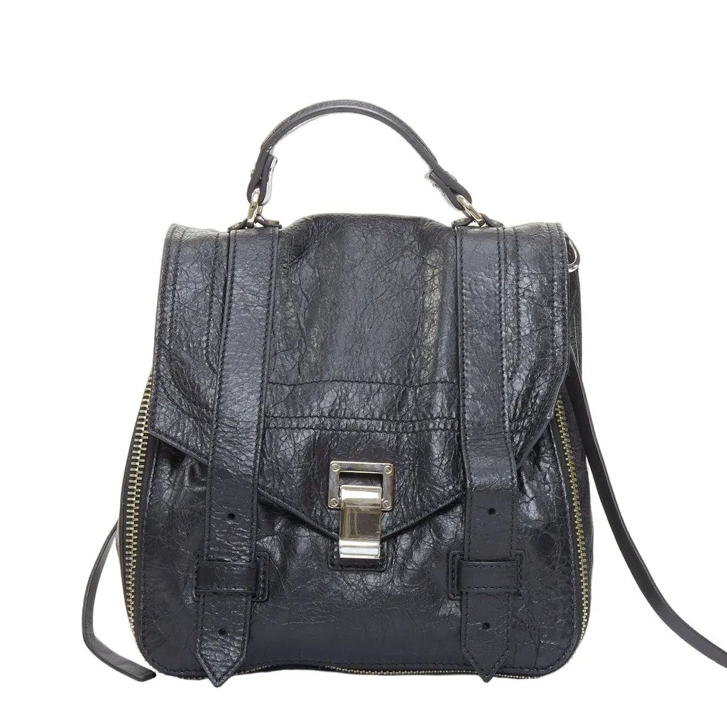 Proenza Schouler PS1 Black Leather Good - Front View