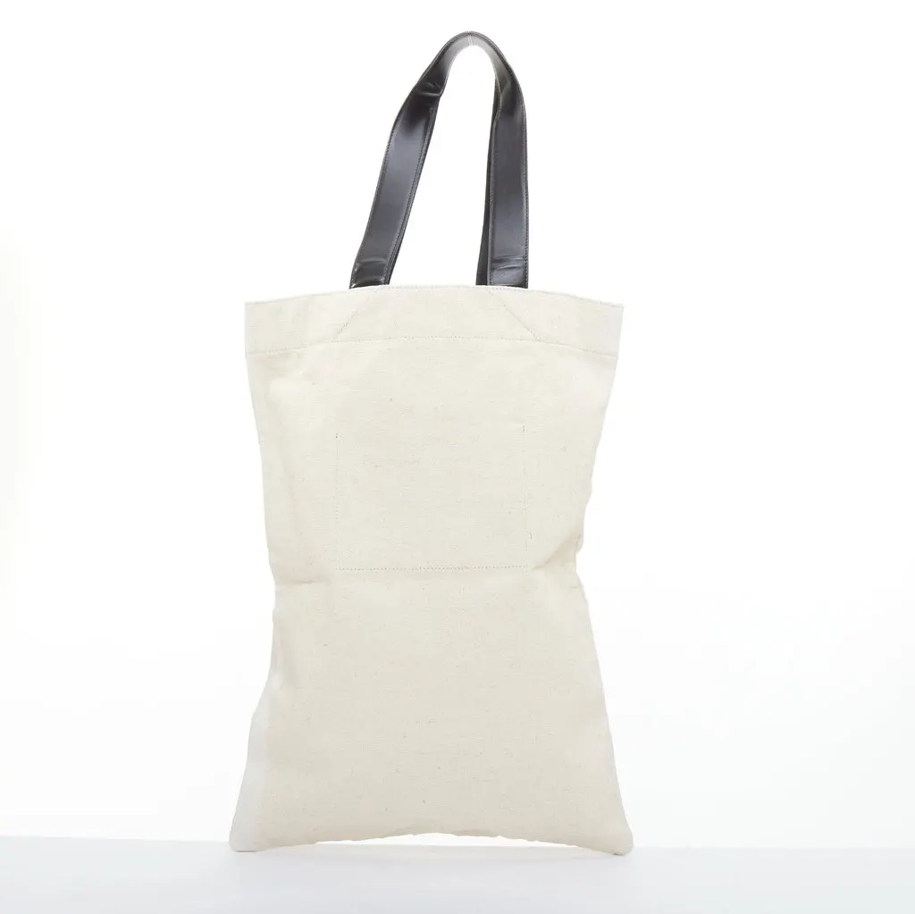 Jil Sander Logo Print Canvas Long Tote Black Leather Fair - Box View