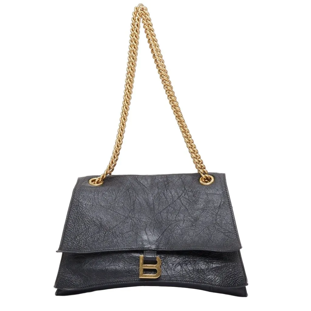 Balenciaga Crush Black Leather Good - Front View