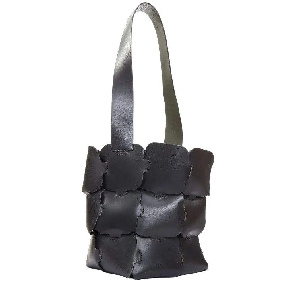 Paco Rabanne Bucket Black Leather Fair - Front View