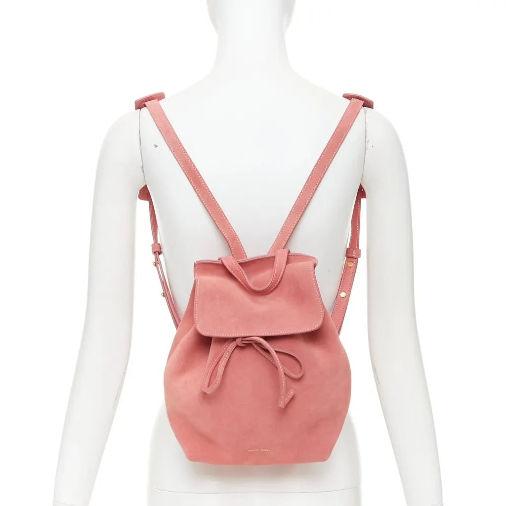 Mansur Gavriel Suede Mini Backpack Pink Suede Good - Back View