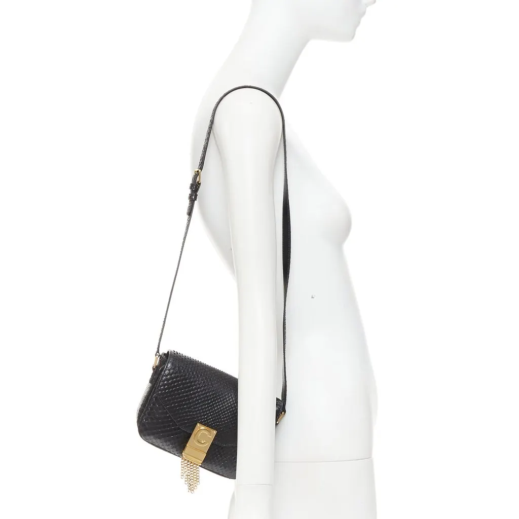 Celine C Bag Black Leather Good - Back View