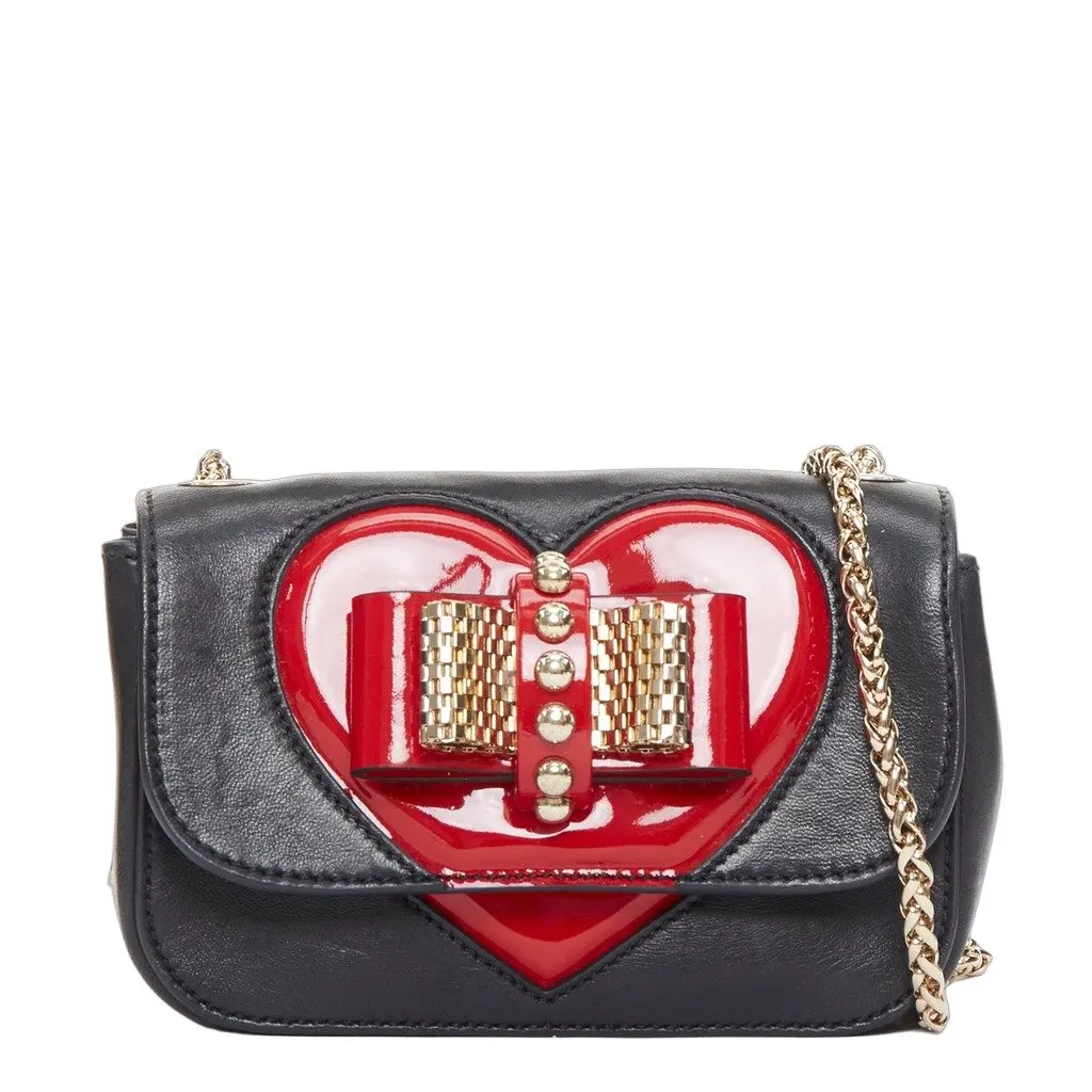 Christian Louboutin Sweet Charity Heart Black Leather Good - Front View