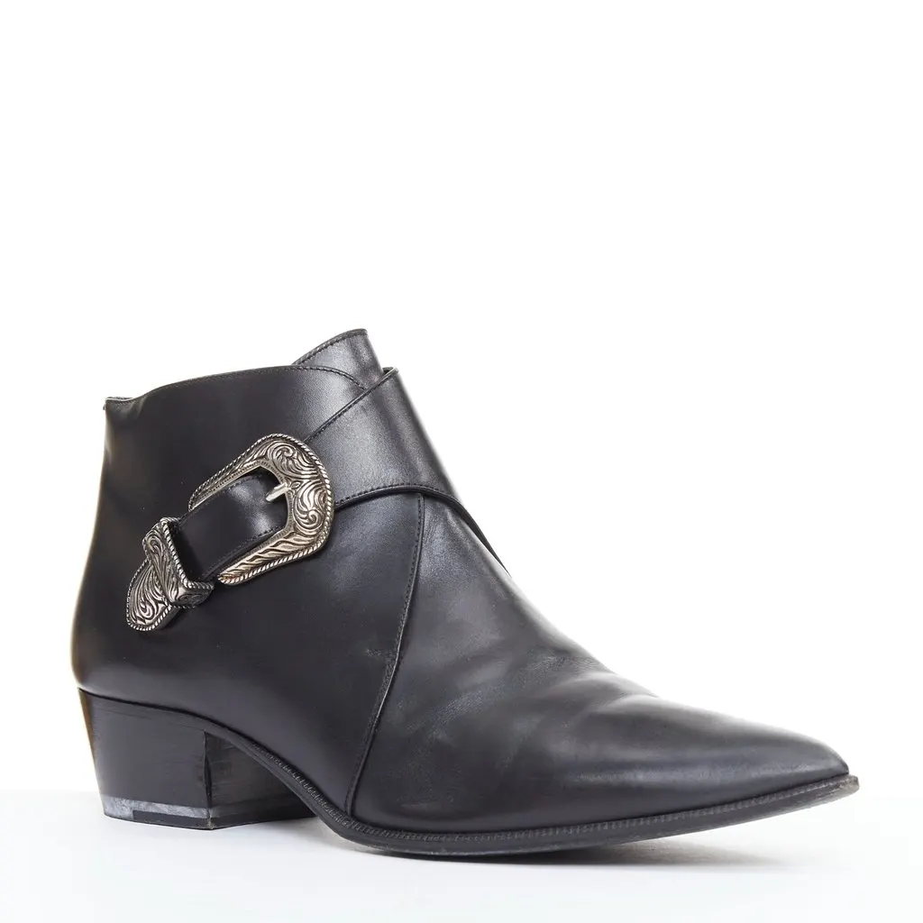 Saint Laurent Black Leather Heels Black Leather Fair - Back View