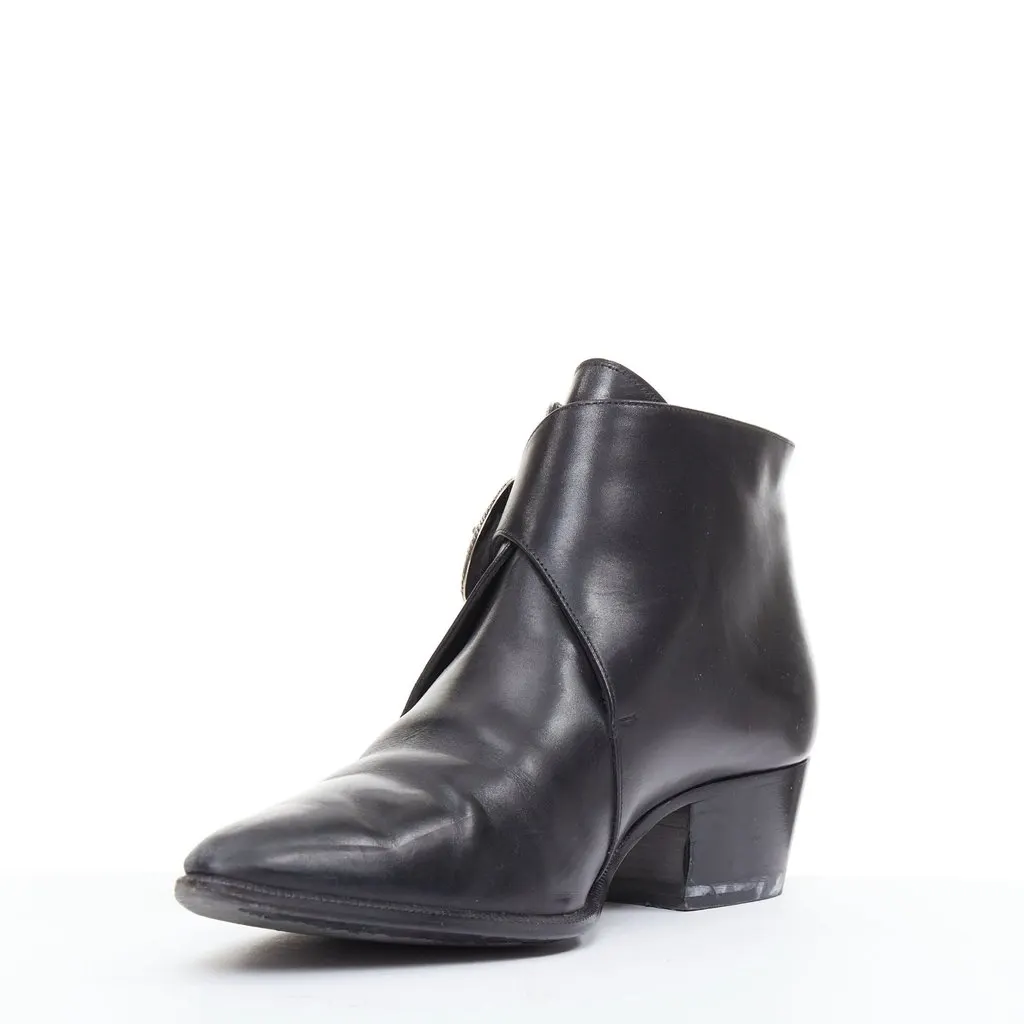 Saint Laurent Black Leather Heels Black Leather Fair - Model View