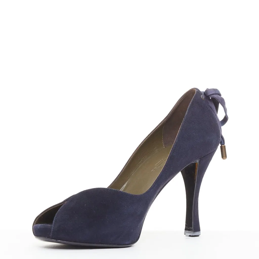 Hermès Navy Suede Heels Navy Suede Fair - Model View