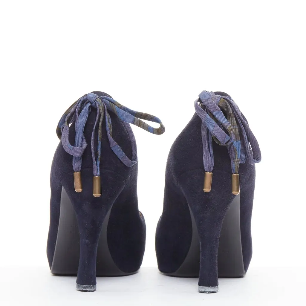 Hermès Navy Suede Heels Navy Suede Fair - Box View