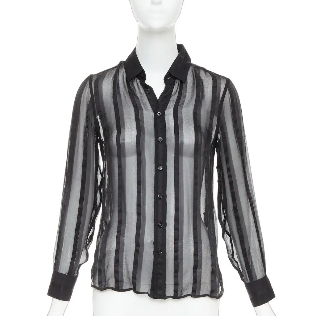 Saint Laurent Black Silk Top Black Silk Fair - Front View