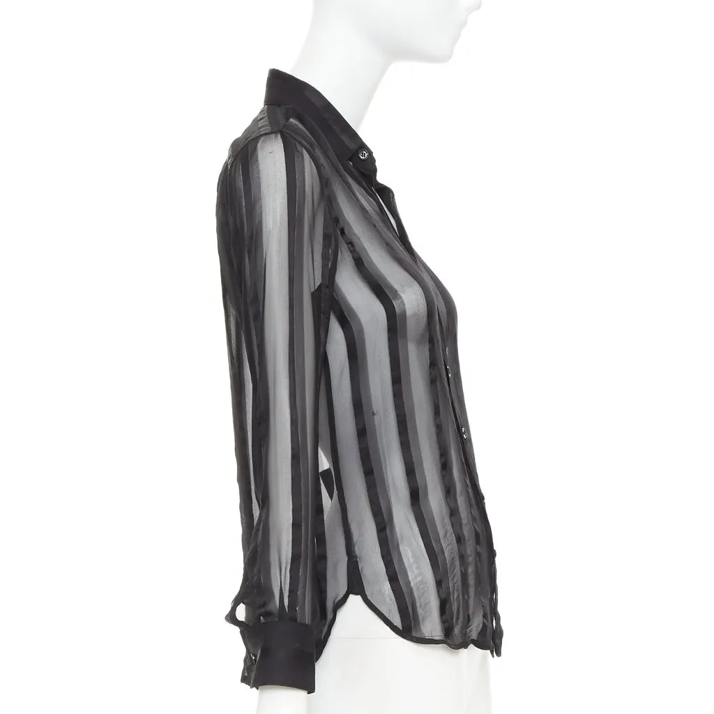Saint Laurent Black Silk Top Black Silk Fair - Model View
