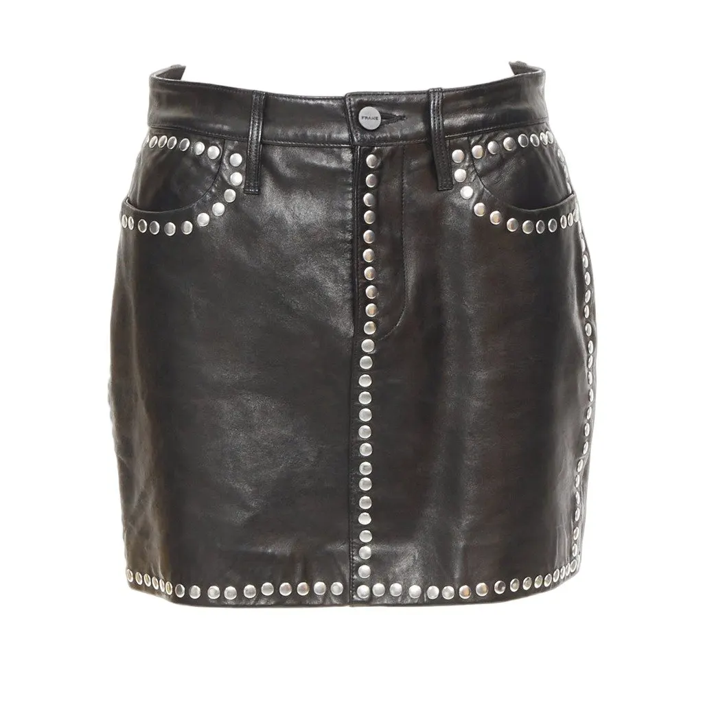 Frame Black Leather Skirt Black Leather Very good - Front View