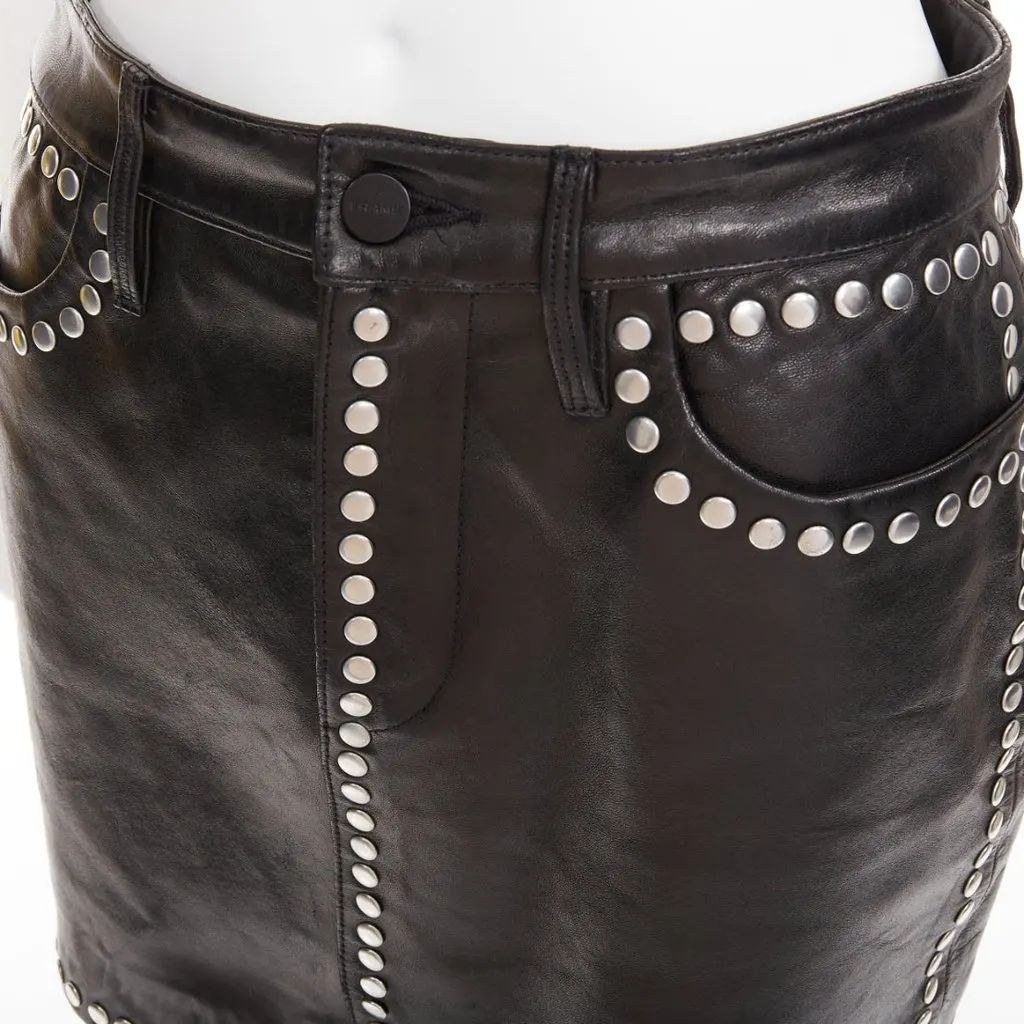 Frame Black Leather Skirt Black Leather Very good - Back View