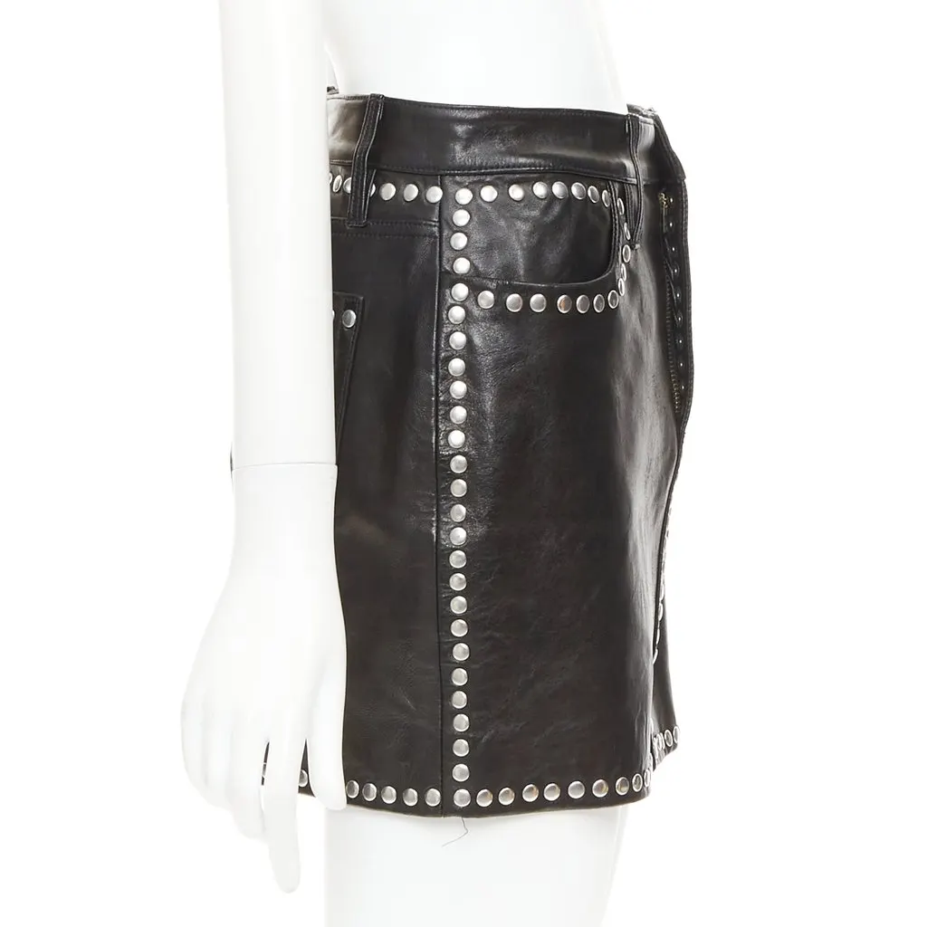 Frame Black Leather Skirt Black Leather Very good - Model View